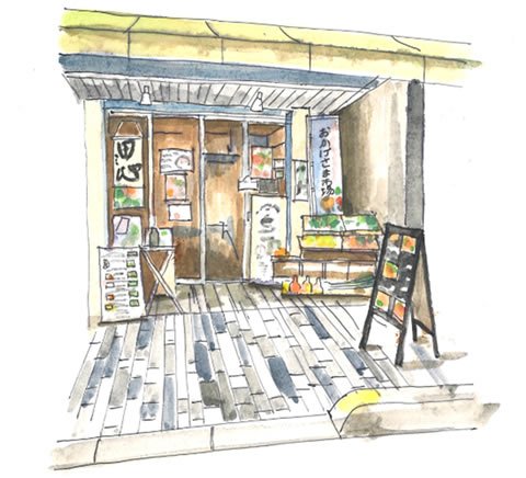 田心カフェ外観イラスト